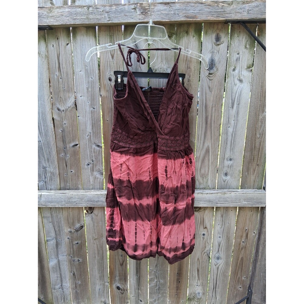 Boho Halter Dress Women's Size XL 14 Brown & Pink Ace Fashion